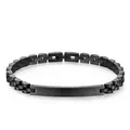 Bracelet à maillons en acier inoxydable noir mat avec une plaque courbe à graver - 20cm / Style 3 (Version ID) / Noir