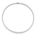 Collana tennis classica color argento con cristalli di zirconia tonda con incasso a 4 griffe - 6 mm / Argento / 60 cm