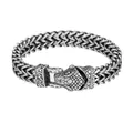 Bracciale vichingo vintage in acciaio inossidabile con chiusura a testa di serpente e catena - 19cm / Stile Testa di Serpente