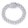 Pulsera cubana plateada con circonitas brillantes para estilo hip hop y moda urbana unisex - 12mm*16cm / Estilo Redondo Plateado
