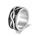 Bague nœud celtique vintage en acier titane pour homme avec motifs épines en relief - US 8 / Argent antique