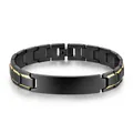 Men's titanium steel bracelet in matte black and gold with a smooth curved plate id - 22cm / Matte Black Gold