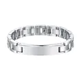 Brushed stainless steel link bracelet with matte concave bar and folding clasp for men - 12mm Width * 21cm Length / Steel