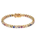 Bracciale tennis placcato oro 18K con zirconi colorati da 3mm in stile arcobaleno - Colorato / 6 pollici