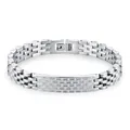 Close-up of stainless steel bracelet showing brick texture and security folding clasp - 10mm*210mm / Steel