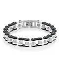 Bracciale a catena di bicicletta in acciaio inossidabile hip-hop in argento, nero e bianco - 12mm*22cm / Bianco Nero Argento