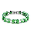 Bracciale a catena di bicicletta in acciaio inossidabile verde e argento con chiusura - 10MM*21.5CM / Verde e Argento