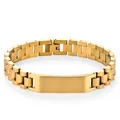 Gepolijste 18K gouden roestvrijstalen horlogeband armband met graveerbare ID-plaat heren - 12mm Breedte * 21cm Lengte / Goud