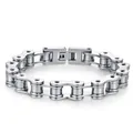 Detailed macro view of the stainless steel engraving on the bicycle chain bracelet - 10mm Wide * 21.5cm Long / Bright Silver