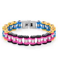 Bracciale a catena di bicicletta multicolore in acciaio inossidabile con fibbia metallo - 14mm*21cm / Colorato