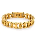 Bracciale da uomo in acciaio inossidabile dorato con design a catena di bicicletta - Taglia Standard / Oro