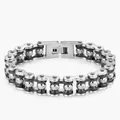 Bracciale da uomo stile catena di bicicletta in acciaio inossidabile argento e nero - Nero e Acciaio Larghezza 1.3CM*Lunghezza 21CM