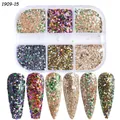 Macro-detail van 6-kleuren nagelglitterset met getextureerd suikercoating effect - Glitter Met 6 Vakjes - 15