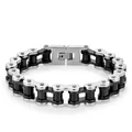 Bracciale a catena di bicicletta in acciaio inossidabile argento e nero stile rock - Taglia Standard / Acciaio e Nero