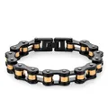 Dettaglio del bracciale a catena di bicicletta industriale in nero opaco e oro lucido - 10mm di Larghezza * 21,5cm di Lunghezza / Nero e Oro