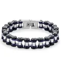 Bracciale a catena di bicicletta in acciaio inossidabile blu e nero stile hip hop - 14mm*21cm / Blu Nero Argento
