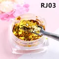 Macro de paillettes dorées hexagonales pour ongles en pot avec cuillère en métal - Or Clair (RJ03)