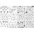 Set of 12 black nail art stickers featuring butterfly and floral patterns for manicure - Black and White Set (A1513-1524)