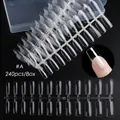 Set of 240pcs transparent coffin nail tips for professional nail extensions in box - Coffin Shape Style (1924-A) / 240 Count