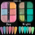 6-Farben-Set leuchtendes Nagelglitzer-Puder in Dose mit Tag- und Nachteffekt-Anzeige - Deep Starry Sky Zuckerpuder (1909-23)