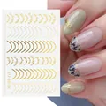 Stickers ongles 3D or rose avec écriture cursive anglaise et motifs de lune STZ-GS104 - Ligne Anglaise Française (STZ-GS104) / Doré