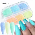 6-grid macaron nagelglitterset met fijne iriserende textuur en pastelkleuren - 6-raster Glitter-11