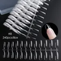 Set of 240pcs clear coffin nail tips in 12 sizes for professional extensions and art - Oval Shape Style (1924-B) / 240 Count