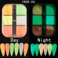 Professionelles 6-Farben-Leucht-Nagelglitzerpulver-Set SKU 1909-24 für Nachtglüheffekt - Helles Fluoreszierendes Zuckerpuder (1909-24)