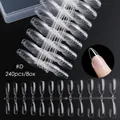 240pcs set of clear coffin nail tips with numbered sizes in storage box model #D - Almond Shape Style (1924-D) / 240 Count