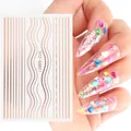 Autocollants 3D pour ongles en or rose avec lignes géométriques et motifs STZ-GS011 - Ligne Pointillée Ondulée (STZ-GS011) / Or rose