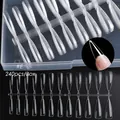Set of 240 transparent stiletto nail tips in a storage box with size numbering - Stiletto Shape Style (1924-E) / 240 Count