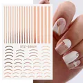 Detail of rose gold metallic nail stickers with geometric lines and model STZ-GS004 - Multi-Arc Lines (STZ-GS004) / Rose Gold