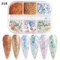 Onregelmatige nagel glitter lovertjes set in 6 vakken #18 met goud en blauw effect - 6 Grids Irriserende Glitter Set (1909-18)