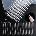 Pack of 240 clear coffin-shaped artificial nail tips for professional manicure extension - Long Coffin Shape Style (1924-F) / 240 Count