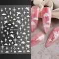 3D white nail stickers featuring stars, clouds and unicorns, item STZ-C032 for nail art - Star Cloud Unicorn (STZ-CS032) / White
