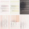 Rose gold and silver 3D nail art stickers with wave lines and decorative text patterns - Assorted Styles Mixed Set / Mixed Color Set