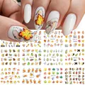Detail of autumn maple leaf and squirrel water transfer nail art stickers set - Autumn Maple Leaf English Letter Series (BN1921-1932)