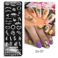 Plaque de stamping SU-07 avec motifs fleurs et visages abstraits pour nail art - Style Art de Vigne à Fleurs (SU-07)