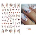 Autumn watercolor nail stickers F785 with maple leaves and floral berries design - Watercolor Berry Leaf Style (F785)