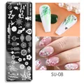 Plaque de stamping SU-08 avec motifs chinois de fleurs de cerisier et lanternes à ongles - Style Folklorique Chinois (SU-08)