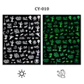 Luminous Halloween nail stickers with pumpkins and ghosts showing glow in the dark effect - Pumpkin Ghost Style (CY-10)
