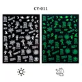 Luminous Halloween nail art stickers with spider web and ghost designs in day and night views - Spider Web Wizard Style (CY-11)