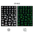 Luminous Halloween nail stickers with pumpkins and skulls glow in the dark effect CY-012 - Pumpkin Cat Style (CY-12)