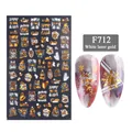 Christmas nail stickers F712 white laser gold snowflakes and reindeer holiday patterns - Christmas Snowflake Bell Style (F712)