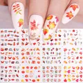 Autumn squirrel and maple leaf water transfer nail art stickers for Thanksgiving manicure - Autumn Thanksgiving Theme (BN1909-1920)