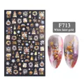 Christmas nail art stickers F713 in white laser gold with snowflakes and deer motifs - 圣诞树麋鹿款式(F713)