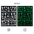 Glow-in-the-dark Halloween nail stickers CY-017 with pumpkins and bats motifs - Reaper Pumpkin Bat Style (CY-17)