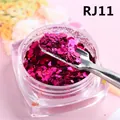 Paillettes hexagonales magenta pour nail art DIY en pot rond avec outil de pose, RJ11 - Rouge Rose (RJ11)