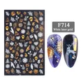 3D Christmas nail art sticker F714 with white and laser gold snowflake designs - 圣诞老人装饰款式(F714)