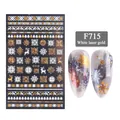 3D Christmas nail stickers F715 with laser gold snowflakes and reindeer patterns - 北欧风雪花驯鹿款式(F715)